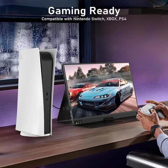 Alt view image 6 of 7 - Portable Monitor 15.6 Inch Full HD Computer Display USB C Dual Monitor with Speaker, Gaming Monitor for PS3 PS4 Xbox Nintendo Raspberry pi