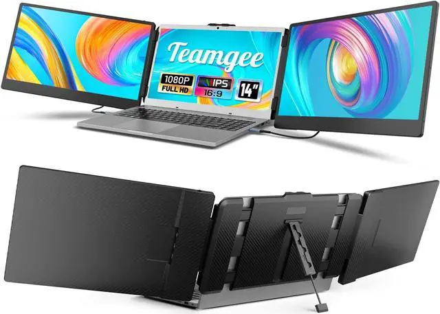 Main image of Portable Monitor , 14 FHD 1080P IPS Laptop Screen Extender with Build-in Stand/Dual Speakers, HDMI/USB-A/Type-C Plug and Play Display for 13-17 Laptops (Mac, Wins, Android, Dex)