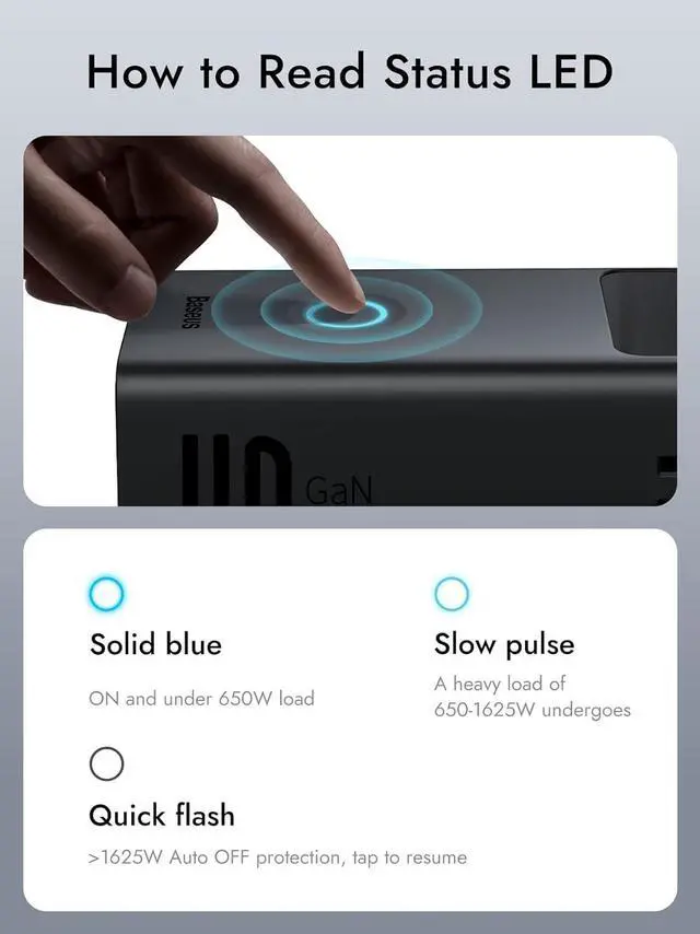 Alt view image 6 of 6 - Baseus Power Strip Surge Protector 1200J - PD40W USB C Charger Extension Cord with 3 AC Outlets & 3 USB Port Fast Charging Charging Station for Office Dorm Room Home