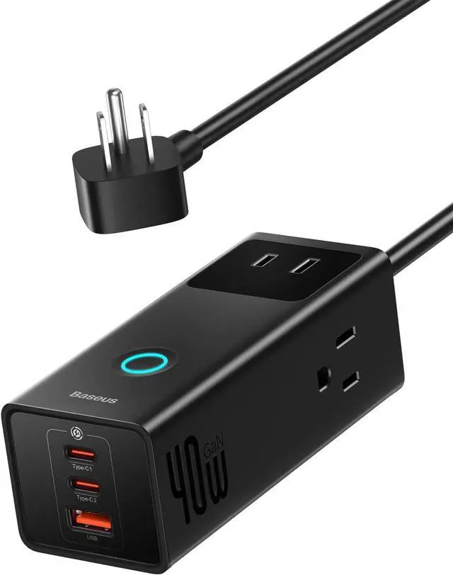 Main image of Baseus Power Strip Surge Protector 1200J - PD40W USB C Charger Extension Cord with 3 AC Outlets & 3 USB Port Fast Charging Charging Station for Office Dorm Room Home