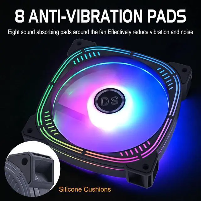 Alt view image 3 of 5 - Rainbow LED RGB Fans with Controller for PC Case, CPU Cooler, Radiators System - 6pcs RGB Fans