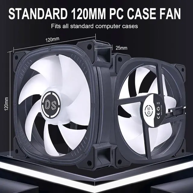 Alt view image 5 of 5 - Rainbow LED RGB Fans with Controller for PC Case, CPU Cooler, Radiators System - 6pcs RGB Fans