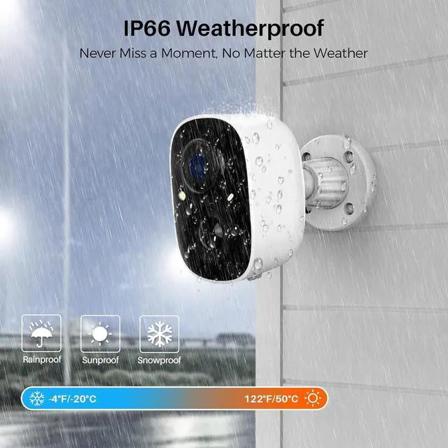 Alt view image 6 of 7 - Security Cameras Wireless Outdoor, Battery Powered Cameras for Home Security Indoor/Outdoor with AI Motion Detection, 1080P Color Night Vision, 2-Way Talk, IP66 Weatherproof, SD/Cloud Storage