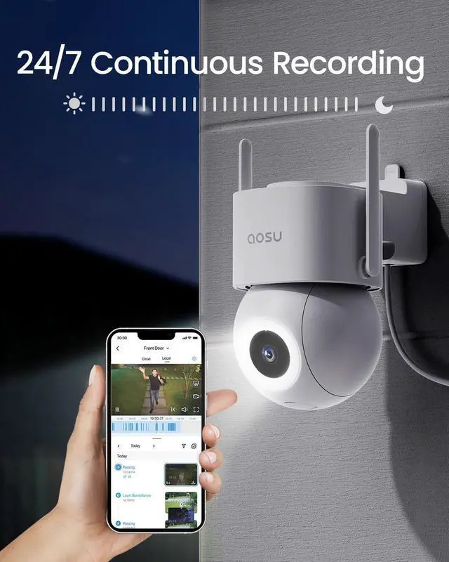 Alt view image 5 of 7 - Wired Security Camera Outdoor - 3K UHD WiFi Camera for Home Security w/ 400Lm Spotlight Full Color Night Vision 24/7 Recording, Smart AI Surveillance&Cruise 360° View&Auto-Tracking No Monthly Fee