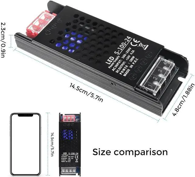 Alt view image 3 of 7 - 24V Power Supply, 4.2A 100W Universal Regulated Switching Power Supply Adapter, 100-250V AC to 24V DC Converter Transformer, LED Driver for LED Strip Lighting Project 3D Printer CCTV Radio Pump