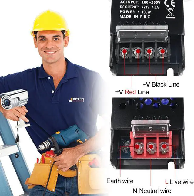 Alt view image 2 of 7 - 24V Power Supply, 4.2A 100W Universal Regulated Switching Power Supply Adapter, 100-250V AC to 24V DC Converter Transformer, LED Driver for LED Strip Lighting Project 3D Printer CCTV Radio Pump