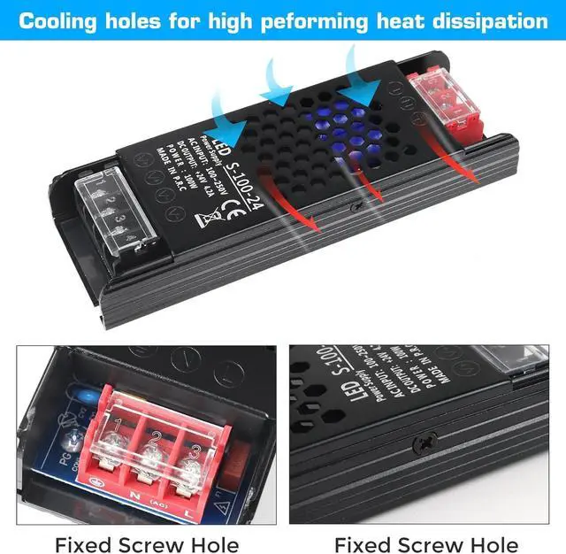 Alt view image 6 of 7 - 24V Power Supply, 4.2A 100W Universal Regulated Switching Power Supply Adapter, 100-250V AC to 24V DC Converter Transformer, LED Driver for LED Strip Lighting Project 3D Printer CCTV Radio Pump
