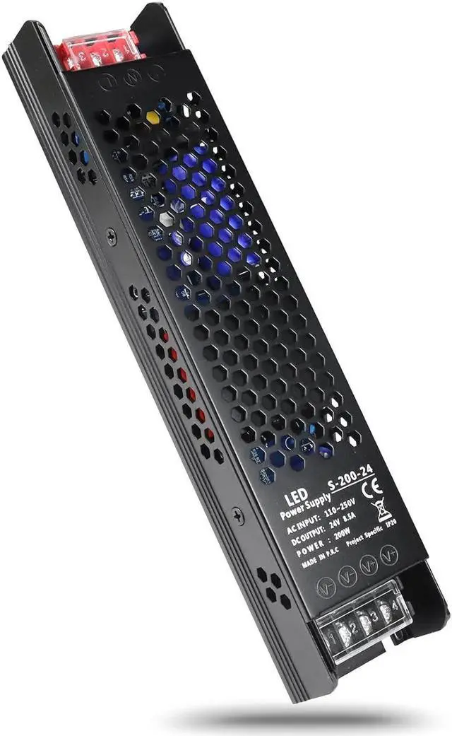 Main image of 24V Power Supply, 8.5A 200W Universal Regulated Switching Power Supply Adapter, 110-250V AC to 24V DC Transformer, Converter, LED Driver for LED Strip Lighting Project 3D Printer CCTV Radio