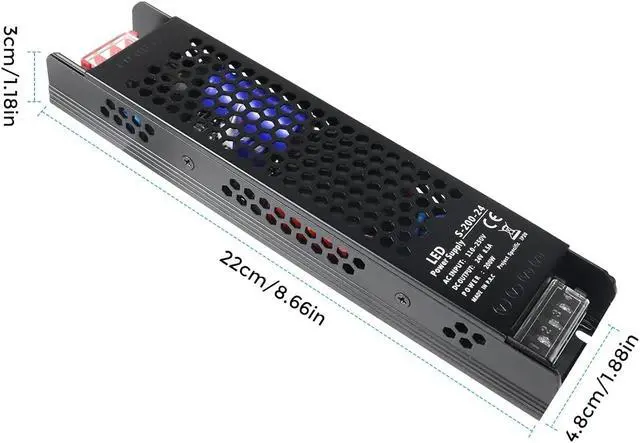 Alt view image 5 of 7 - 24V Power Supply, 8.5A 200W Universal Regulated Switching Power Supply Adapter, 110-250V AC to 24V DC Transformer, Converter, LED Driver for LED Strip Lighting Project 3D Printer CCTV Radio