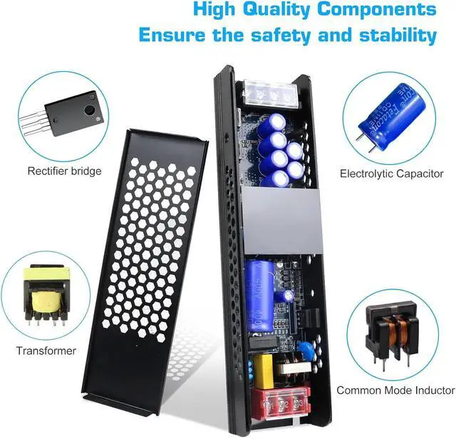 Alt view image 6 of 7 - 24V Power Supply, 8.5A 200W Universal Regulated Switching Power Supply Adapter, 110-250V AC to 24V DC Transformer, Converter, LED Driver for LED Strip Lighting Project 3D Printer CCTV Radio