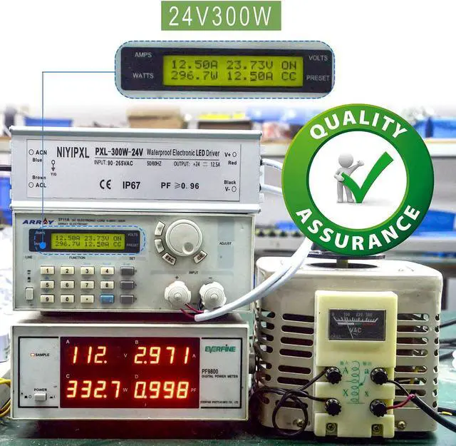 Alt view image 4 of 7 - LED Driver 300 Watts(150W X2) 24V DC Transformer, Waterproof IP67 Power Supply, 24V DC Low Voltage Output Adapter with 3-Prong Plug 3.3 Feet Cable for LED Light, Computer Project, Outdoor Light