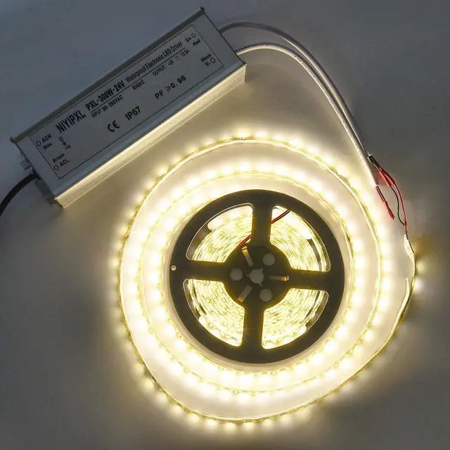 Alt view image 5 of 7 - LED Driver 300 Watts(150W X2) 24V DC Transformer, Waterproof IP67 Power Supply, 24V DC Low Voltage Output Adapter with 3-Prong Plug 3.3 Feet Cable for LED Light, Computer Project, Outdoor Light