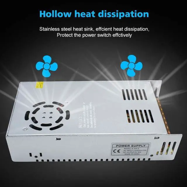 Alt view image 4 of 7 - 5V 60A 300W, DC Universal Regulated Switching Power Supply, Converter, LED Driver, Transformer, Adapter for LED Strips Pixel Lights, Computer Project