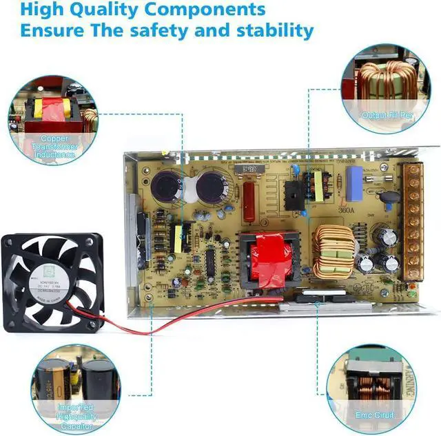 Alt view image 2 of 7 - 5V 60A 300W, DC Universal Regulated Switching Power Supply, Converter, LED Driver, Transformer, Adapter for LED Strips Pixel Lights, Computer Project