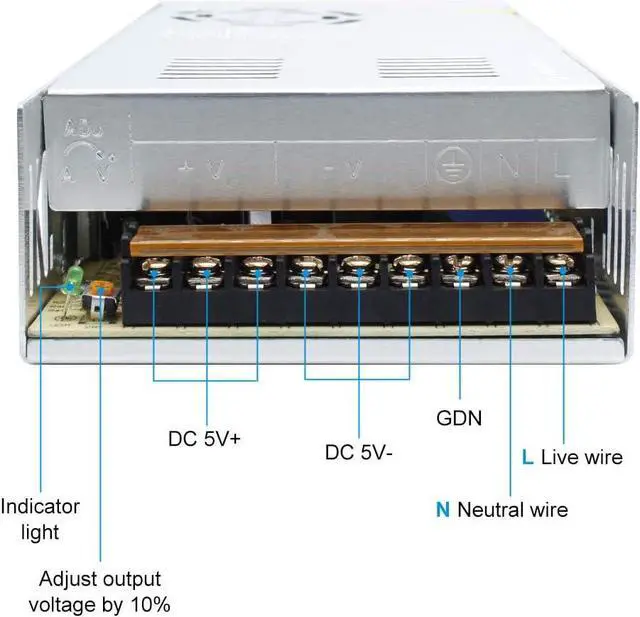 Alt view image 7 of 7 - 5V 60A 300W, DC Universal Regulated Switching Power Supply, Converter, LED Driver, Transformer, Adapter for LED Strips Pixel Lights, Computer Project