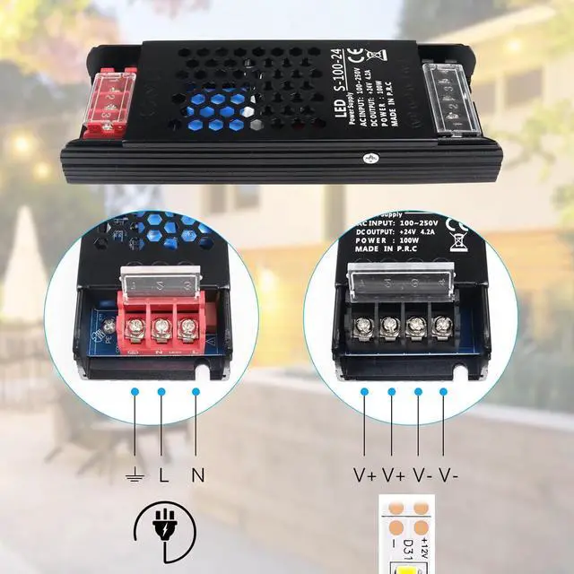 Alt view image 6 of 7 - AC to DC 24V 100W Power Supply, AC 110~250V to DC 24 Volt Regulated Switching LED Power Supply, DC Transformer Adapter, Upgraded Power Driver for LED Strip, 3D Printer, Computer Project