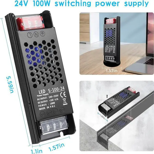 Alt view image 5 of 7 - AC to DC 24V 100W Power Supply, AC 110~250V to DC 24 Volt Regulated Switching LED Power Supply, DC Transformer Adapter, Upgraded Power Driver for LED Strip, 3D Printer, Computer Project