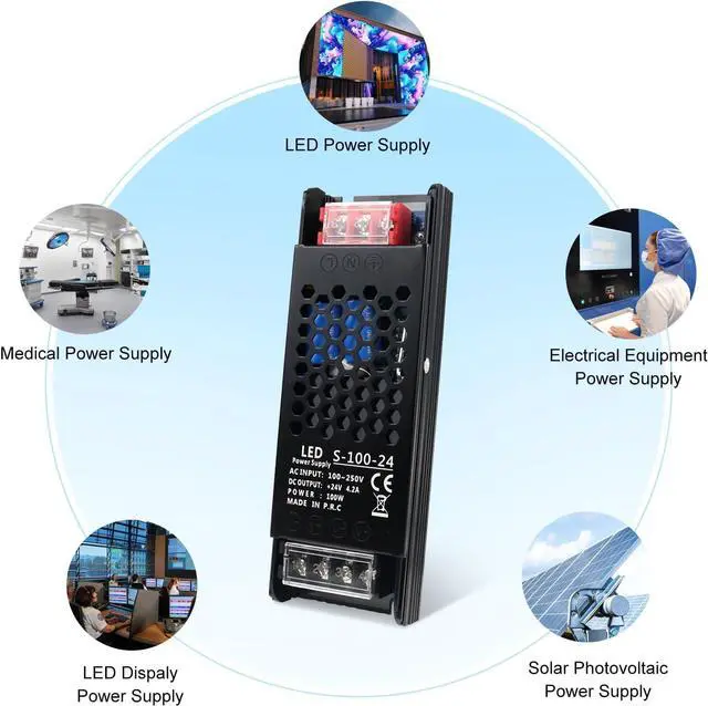 Alt view image 7 of 7 - AC to DC 24V 100W Power Supply, AC 110~250V to DC 24 Volt Regulated Switching LED Power Supply, DC Transformer Adapter, Upgraded Power Driver for LED Strip, 3D Printer, Computer Project
