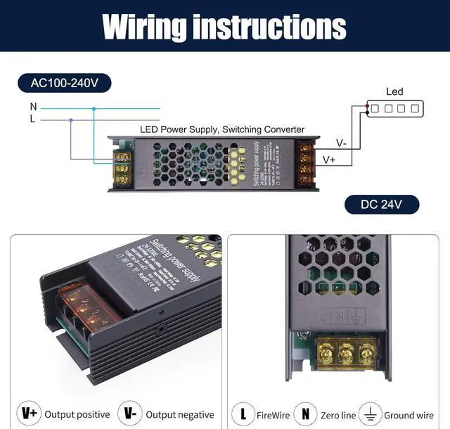 Alt view image 3 of 7 - 24V Power Supply,120W DC 24V LED Power Supply Driver Waterproof IP20 AC 100-240V to DC 24V LED Transformer Switching Converter for LED Strip Lights CCTV Computer Project LED Display