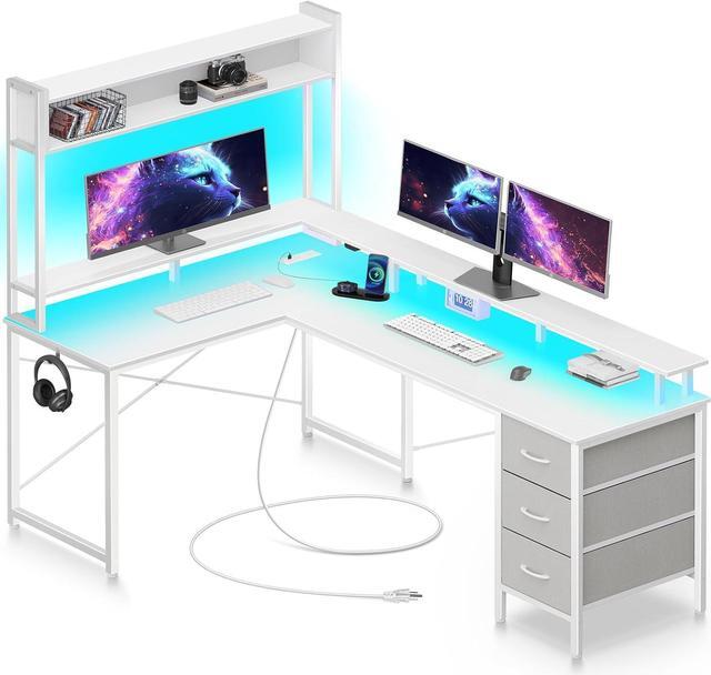 White l shaped desk gaming discount
