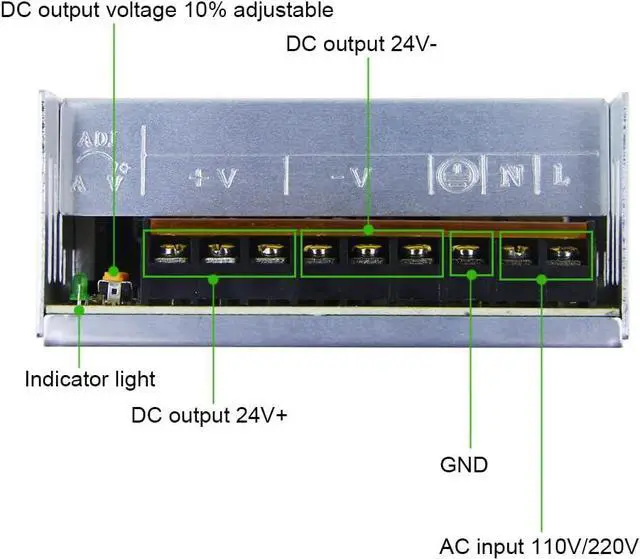 Alt view image 4 of 7 - DC 24V 15A 360W Power Supply Universal Regulated Switching Transformer Adapter LED Driver 110V/220V AC Input for LED Strip CCTV Radio
