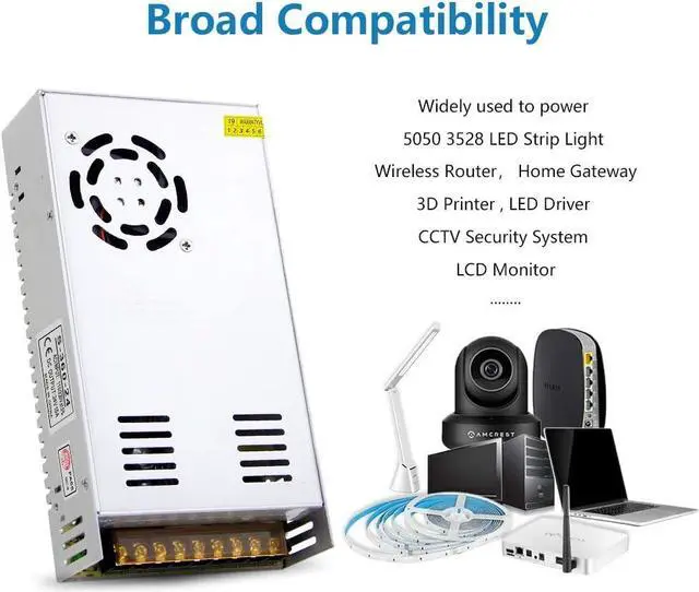 Alt view image 5 of 6 - 24V DC Power Supply 15A 360W AC/DC Adapter, 24 Volt 15 Amp Switching Power Converter Transformer LED Driver 110V / 220V AC in for LED Light Strip 3D Printer CCTV Security System LCD Monitor