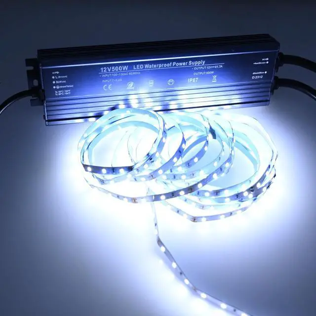 Alt view image 3 of 3 - 12V LED Power Supply 500W Low Voltage Transformer Adapter,AC90-130V to DC12V 41.7A 500 Watts LED Driver Waterproof IP67 for Indoor and Outdoor LED Lights Use