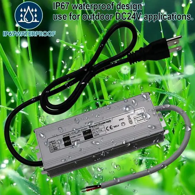 Alt view image 7 of 7 - 24V LED Power Supply 100W Low Voltage Transformer Adapter,AC90-130V to DC24V 4.17A 100 Watts LED Driver Waterproof IP67 for Indoor and Outdoor LED Lights Use