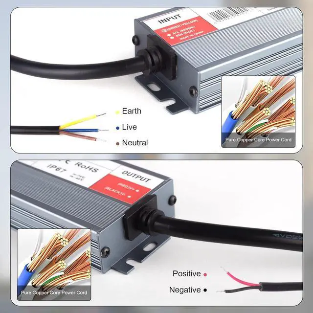 Alt view image 4 of 6 - LED Driver 150 Watts 12V DC Low Voltage Transformer Waterproof IP67 Power Supply Transformer Adapter AC 100V-120V to 12V DC, LED Power Supply for Indoor Outdoor LED Lighting