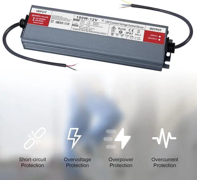 Alt view image 5 of 6 - LED Driver 150 Watts 12V DC Low Voltage Transformer Waterproof IP67 Power Supply Transformer Adapter AC 100V-120V to 12V DC, LED Power Supply for Indoor Outdoor LED Lighting