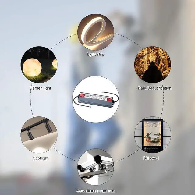 Alt view image 6 of 6 - LED Driver 150 Watts 12V DC Low Voltage Transformer Waterproof IP67 Power Supply Transformer Adapter AC 100V-120V to 12V DC, LED Power Supply for Indoor Outdoor LED Lighting