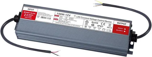 Main image of LED Driver 150 Watts 12V DC Low Voltage Transformer Waterproof IP67 Power Supply Transformer Adapter AC 100V-120V to 12V DC, LED Power Supply for Indoor Outdoor LED Lighting