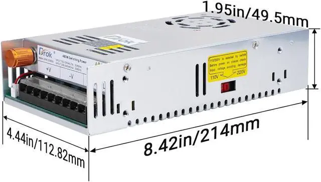 Alt view image 7 of 7 - 12V Power Supply, AC 110V 220V to DC 0-12V 40A 480W Buck Converter Dual Display, Variable Adjustable Adapter Regulated 5V 6V 9V 12V Switching Voltage Transformer 10A 20A 30A 40Amp Charger for Lab