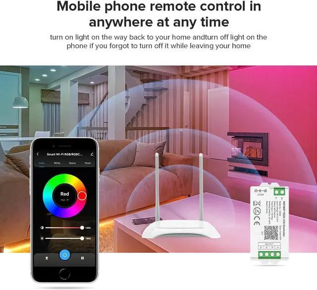 Alt view image 4 of 7 - C03W RGB PWM SMD FCOB (+ R G B) 4PIN LED Strip 2.4GHz WiFi Group Controller Alexa Google Home Smartphone APP Control Compatible with WR01RF LM096 RC03RF RC04RF RC05RF RGB Remote