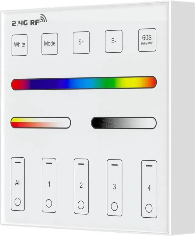 Main image of B3 Wireless 2.4G RF 4 Zones RGB RGBW RGBCCT Wall Mounted Smart Panel Remote Powered by 2XAAA Batteries 3V Work with WB5 LM051 LM052 LM053 C03RF C04RF C05RF C03W C04W C05W Controller