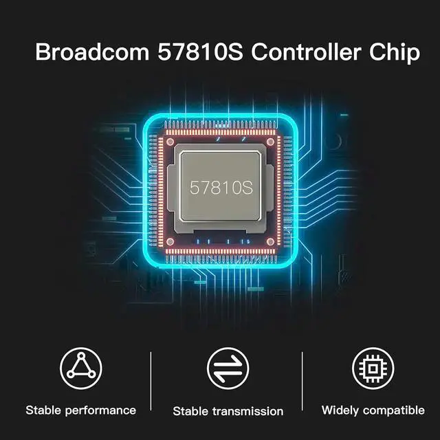 Alt view image 7 of 7 - 10G Network Card with Broadcom BCM57810S Chip, 10GB PCI-E NIC, Dual 10G SFP+ Port PCI Express X8 Ethernet Adapter Support Windows/Windows Server/Linux/Freebsd/VMware ESXi