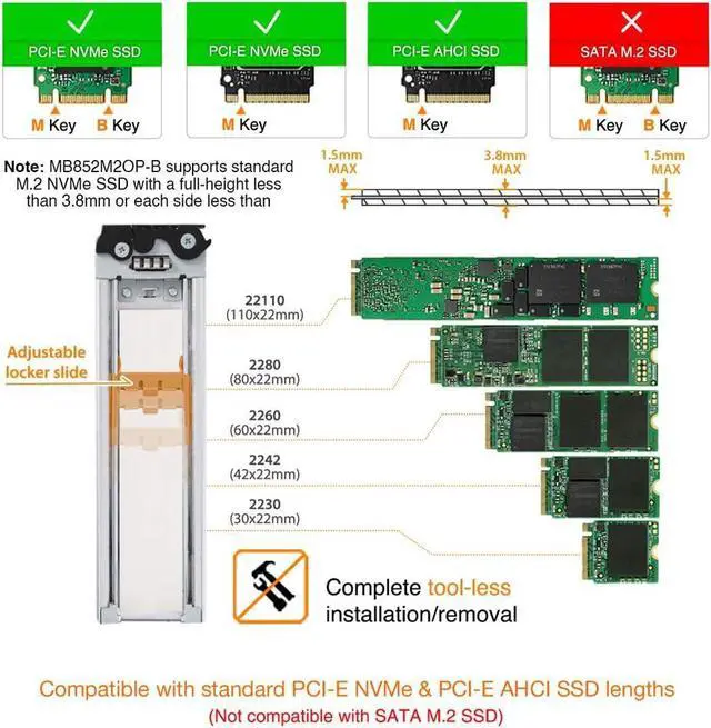 Alt view image 3 of 7 - ICY DOCK 2 x M.2 NVMe SSD PCIe 4.0 Mobile Rack for 9.5mm Ultra Slim ODD Bay (not Support Tri-Mode) | ToughArmor MB852M2PO-B