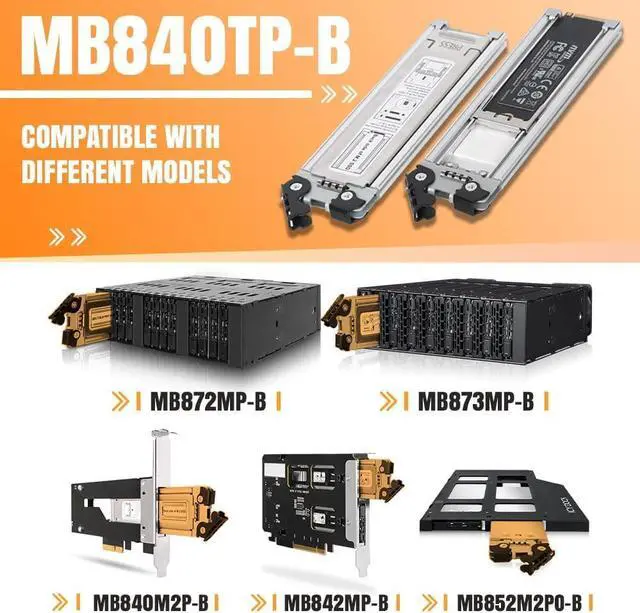 Alt view image 7 of 7 - ICY DOCK 2 x M.2 NVMe SSD PCIe 4.0 Mobile Rack for 9.5mm Ultra Slim ODD Bay (not Support Tri-Mode) | ToughArmor MB852M2PO-B