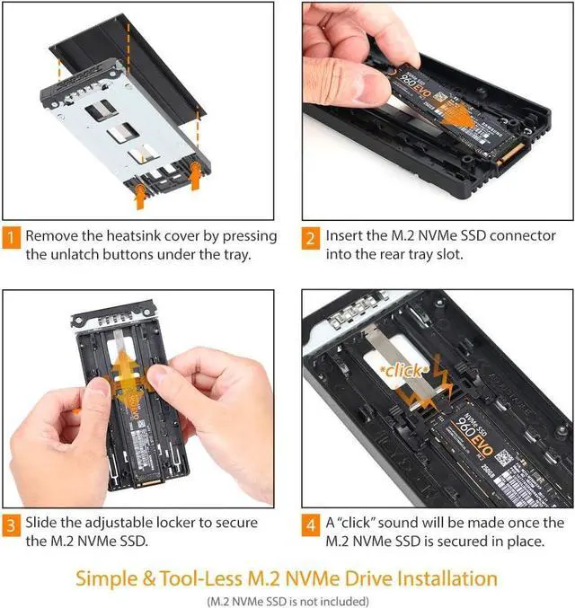 Alt view image 5 of 7 - ICY DOCK M.2 PCIe 3.0/4.0 NVMe SSD Removable Mobile Rack Enclosure for External 3.5 Drive Bay | ToughArmor MB833M2K-B