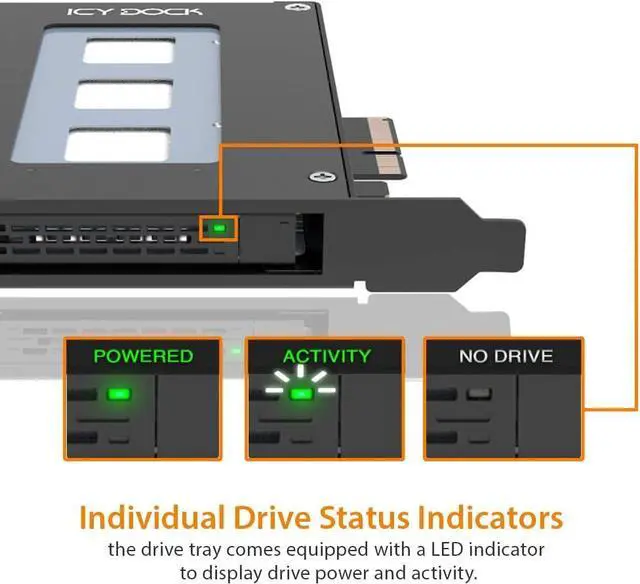 Alt view image 4 of 7 - ICY DOCK U.2 / U.3 NVMe PCIe 4.0 Removable SSD Mobile Rack Adapter Card for PCIe Expansion Slot | MB111VP-B