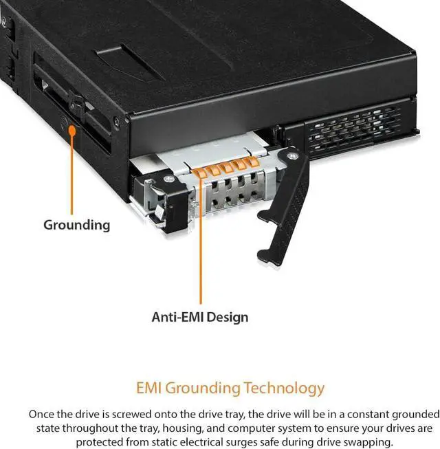 Alt view image 6 of 7 - ICY DOCK 2 Bay U.2/U.3 NVMe SSD PCIe 4.0 Enclosure for 5.25 Bay | ToughArmor MB105VP-B