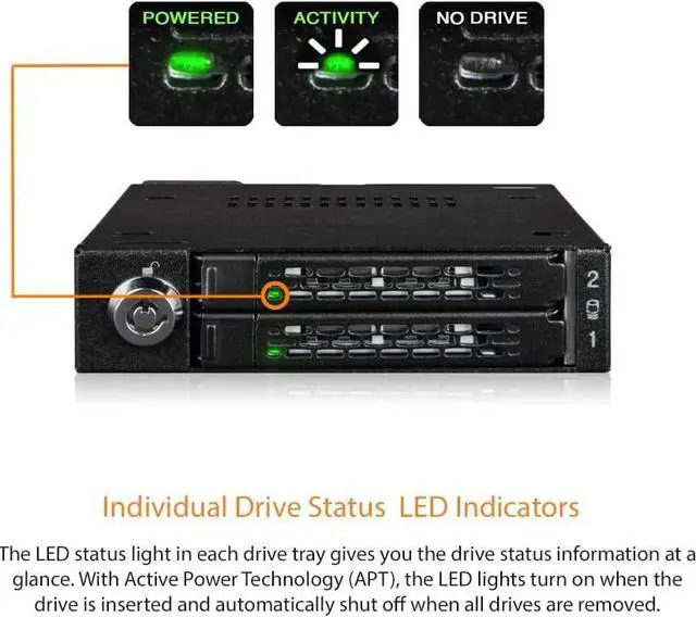 Alt view image 5 of 7 - ICY DOCK Rugged 2 Bay 2.5 U.2/U.3 NVMe SSD PCIe 4.0 Mobile Rack for External 3.5 Drive Bay | ToughArmor MB092VK-B