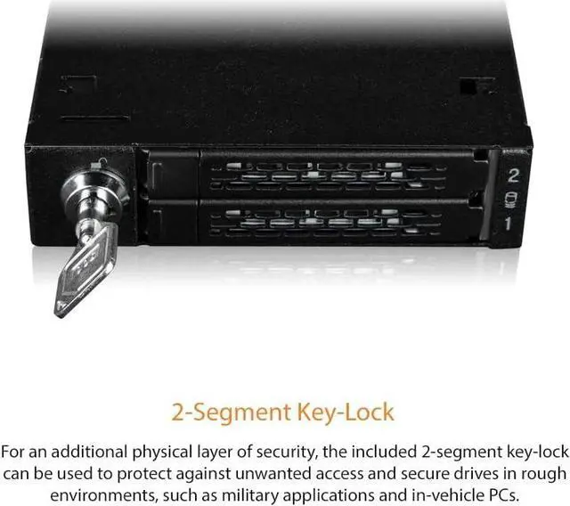 Alt view image 6 of 7 - ICY DOCK Rugged 2 Bay 2.5 U.2/U.3 NVMe SSD PCIe 4.0 Mobile Rack for External 3.5 Drive Bay | ToughArmor MB092VK-B