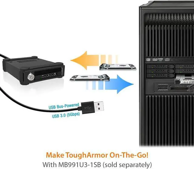 Alt view image 7 of 7 - ICY DOCK 6 Bay 2.5 SAS/SATA HDD/SSD Mobile Rack Full Metal Enclosure for 5.25" Bay | ToughArmor MB608SP-B