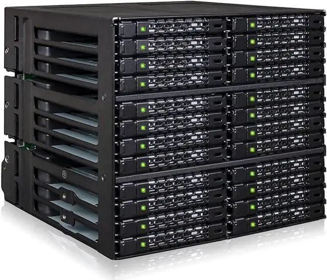 Main image of ICY DOCK Rugged 24 x 2.5 SAS/SATA HDD/SSD Mobile Rack Enclosure for 3 x 5.25 Bay (6 x Mini-SAS HD) | ToughArmor MB924IP-B