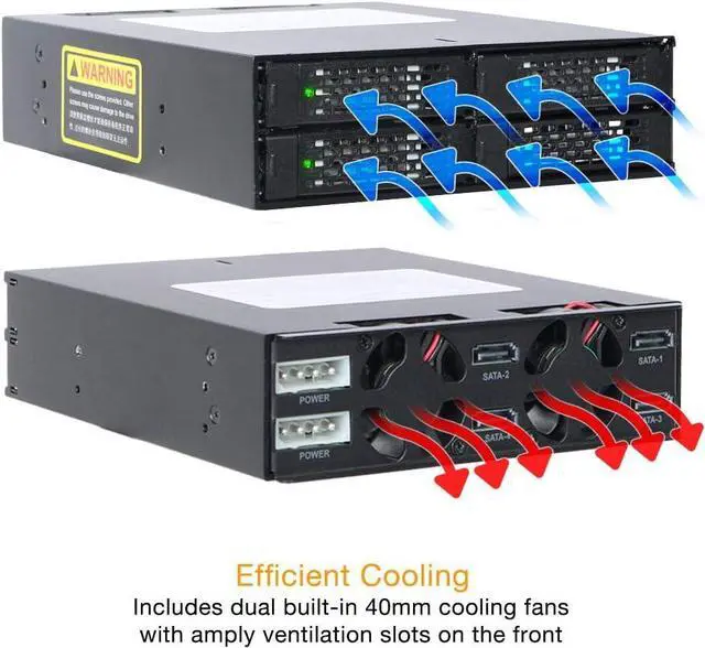 Alt view image 4 of 7 - ICY DOCK Rugged 4 x 2.5 SAS/SATA HDD/SSD Mobile Rack Enclosure for 5.25" Bay | ToughArmor MB994SP-4S