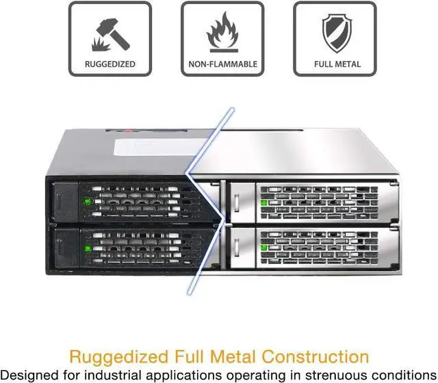 Alt view image 5 of 7 - ICY DOCK Rugged 4 x 2.5 SAS/SATA HDD/SSD Mobile Rack Enclosure for 5.25" Bay | ToughArmor MB994SP-4S