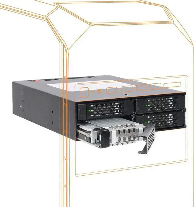 Main image of ICY DOCK Rugged 4 x 2.5 SAS/SATA HDD/SSD Mobile Rack Enclosure for 5.25" Bay | ToughArmor MB994SP-4S