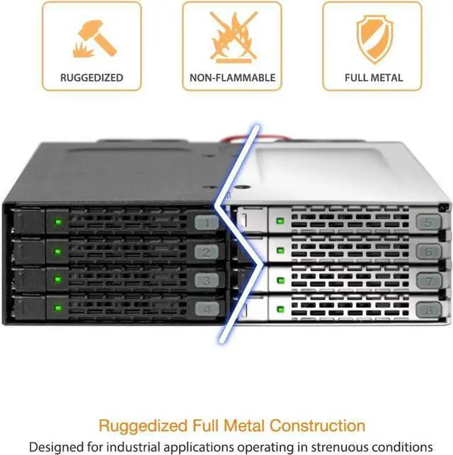 Alt view image 5 of 7 - ICY DOCK 8 x 2.5 SAS/SATA HDD/SSD Moblie Rack Enclosure for 5.25" Bay (2 x Mini-SAS HD) | ToughArmor MB998IP-B