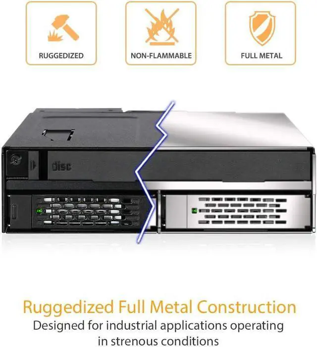 Alt view image 5 of 7 - ICY DOCK 2 Bay 2.5 SAS/SATA SSD/HDD & (Ultra) Slim Optical Disk Drive CD DVD ROM Backplane Enclosure for 5.25" Bay | ToughArmor MB602SPO-B